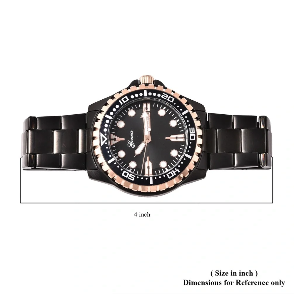 Genoa ION Plated Black Stainless Steel Watch